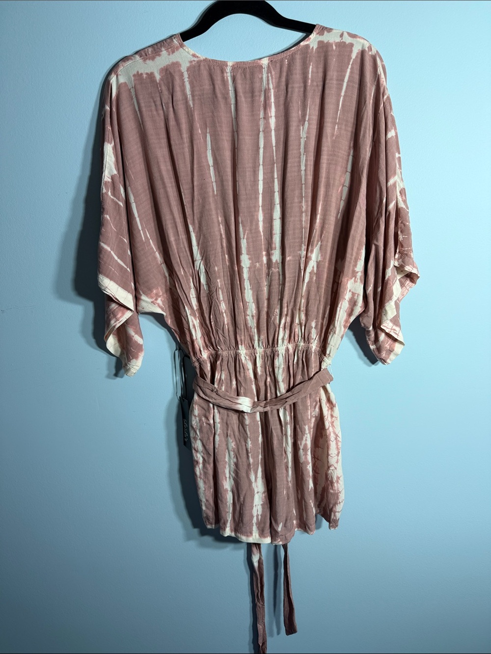 Lulus Walking on Air Mauve Pink Tie-Dye Belted Romper Size XL – NWT - Picture 9 of 11